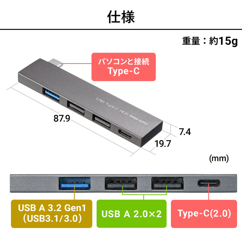 USB Type-C R{ Xnu USB-3TCH21S