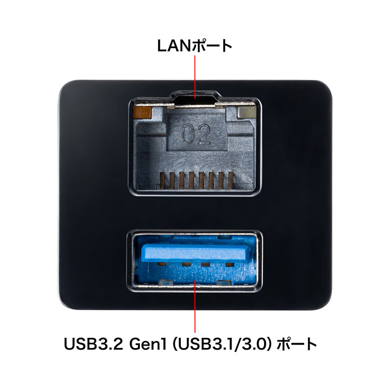 USB Type-Cハブ付き ギガビットLANアダプタ USB-3TCH33BK