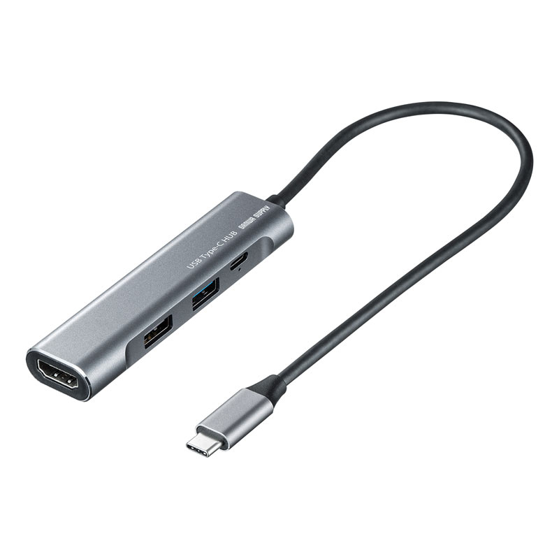 USB Type-C ドッキングステーション PD/60W対応 4K対応 4in1 HDMI Type-C USB3.0 USB2.0 ケーブル長30㎝ USB-3TCH37GM