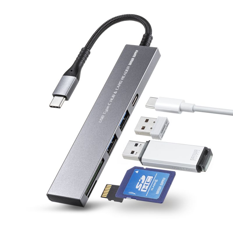 USBnu Type Cڑ USB A 2|[g Type C 1|[g Xnu J[h[_[t A~ iCbV USB-3TCHC21MS