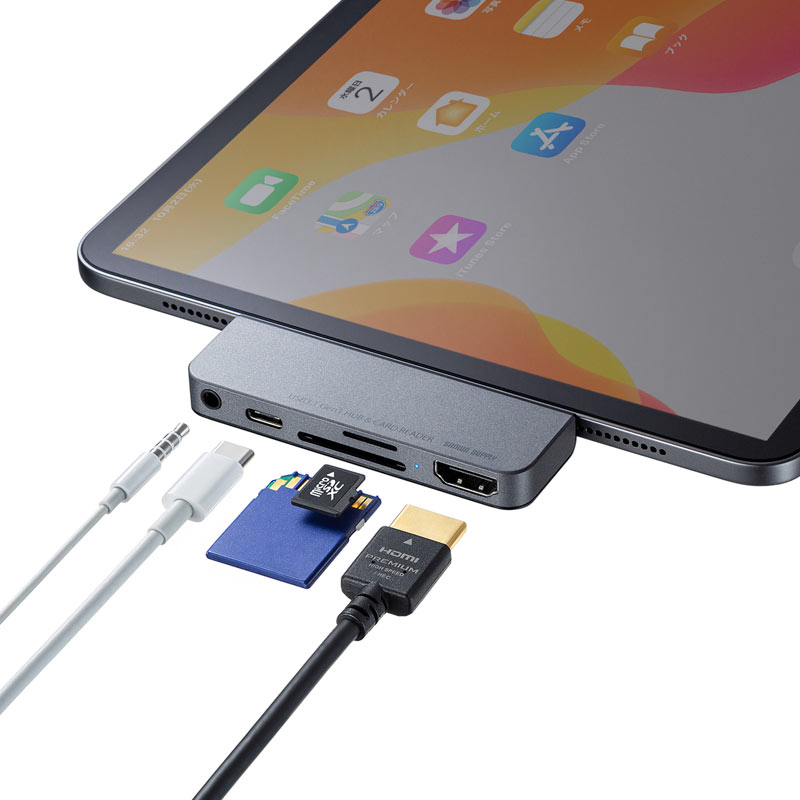 USB Type-C hbLOXe[V iPad Prop PD/60WΉ 4KΉ 5in1 HDMI Type-C SD/microSDJ[h CzWbN e[N ݑΖ USB-3TCHIP2