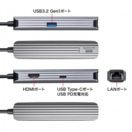 USB Type-C}`ϊA_v^ HDMI LAN|[gt P[u1m DisplayPort Alt Mode USB PD USB-3TCHLP7S-1
