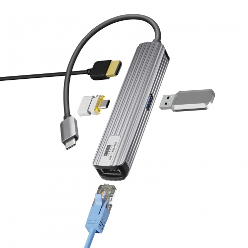 USB Type-Cマルチ変換アダプタ HDMI LANポート付き ケーブル15cm DisplayPort Alt Mode USB PD USB-3TCHLP7S