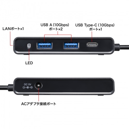 USBnu LANΉ Type C 3|[g Ztp[ 2.5GLANΉ 10Gbps USB-3TCLS8BK