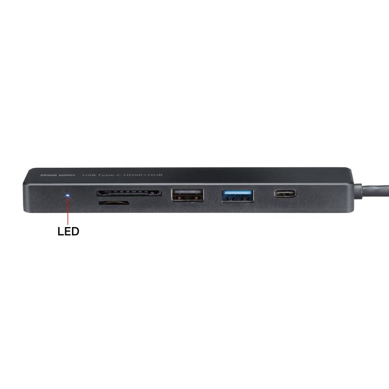 USB-C �n�u 6-in-1 HDMI 4K30Hz �f���o�� USB-C�|�[�g���� USB 5Gbps USB-A�|�[�g���� �J�[�h���[�_�[ �u���b�N