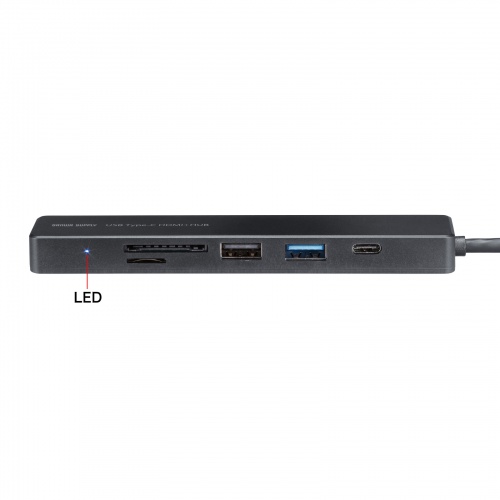 USB-C �n�u 6-in-1 HDMI 4K30Hz �f���o�� USB-C�|�[�g���� USB 5Gbps USB-A�|�[�g���� �J�[�h���[�_�[ �u���b�N
