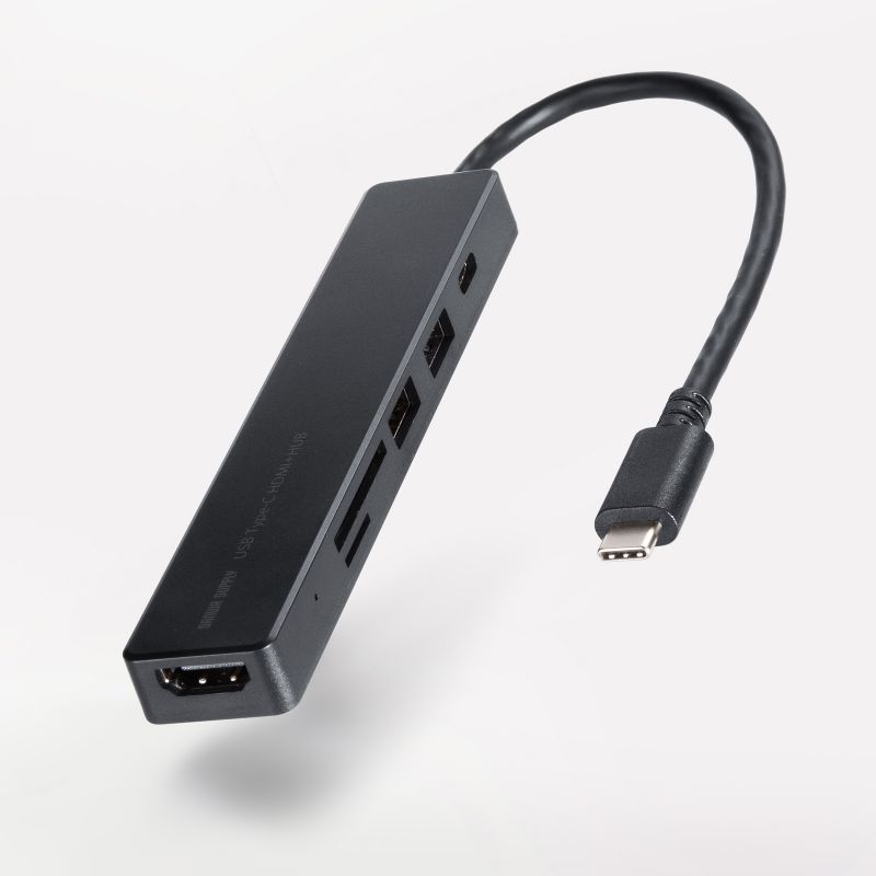 USB-C �n�u 6-in-1 HDMI 4K30Hz �f���o�� USB-C�|�[�g���� USB 5Gbps USB-A�|�[�g���� �J�[�h���[�_�[ �u���b�N