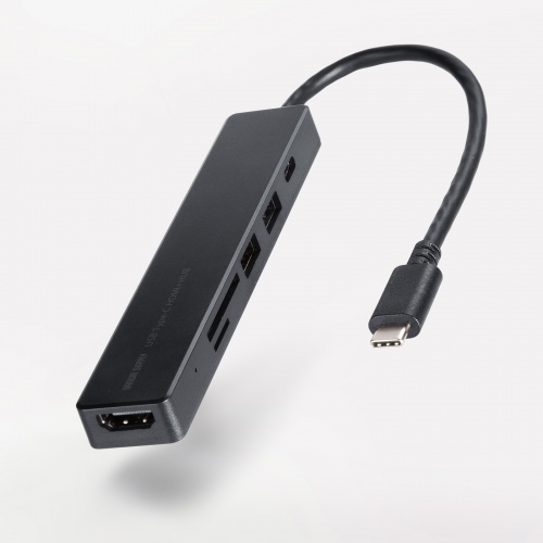 USB-C �n�u 6-in-1 HDMI 4K30Hz �f���o�� USB-C�|�[�g���� USB 5Gbps USB-A�|�[�g���� �J�[�h���[�_�[ �u���b�N
