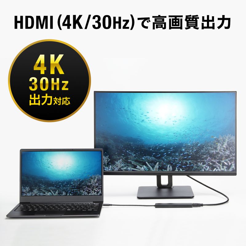 USB-C �n�u 6-in-1 HDMI 4K30Hz �f���o�� USB-C�|�[�g���� USB 5Gbps USB-A�|�[�g���� �J�[�h���[�_�[ �u���b�N