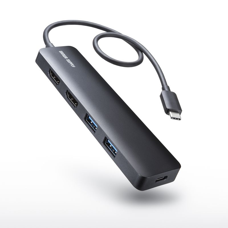 hbLOXe[V Type-C ڑ 5 in 1 HDMI2 2ʏo 4K/60HzΉ PD100W X RpNgUSB A 2 P[u30cm USB-5TCHHPS22BK