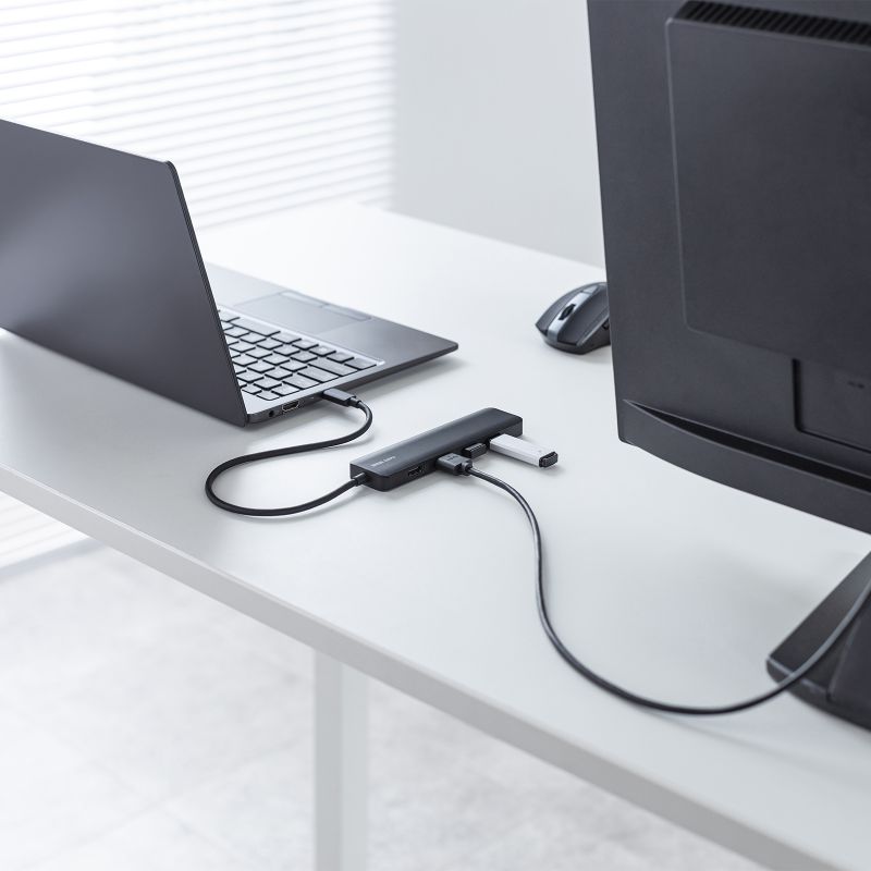 hbLOXe[V Type-C ڑ 5 in 1 HDMI2 2ʏo 4K/60HzΉ PD100W X RpNgUSB A 2 P[u30cm USB-5TCHHPS22BK