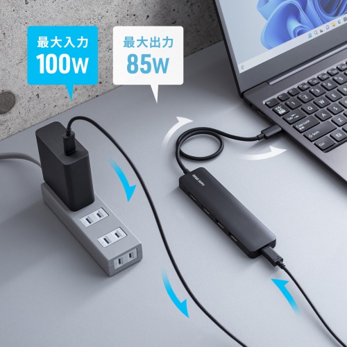 hbLOXe[V Type-C ڑ 5 in 1 HDMI2 2ʏo 4K/60HzΉ PD100W X RpNgUSB A 2 P[u30cm USB-5TCHHPS22BK