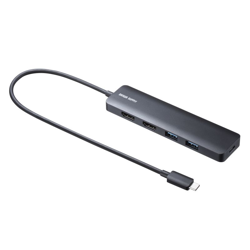hbLOXe[V Type-C ڑ 5 in 1 HDMI2 2ʏo 4K/60HzΉ PD100W X RpNgUSB A 2 P[u30cm USB-5TCHHPS22BK