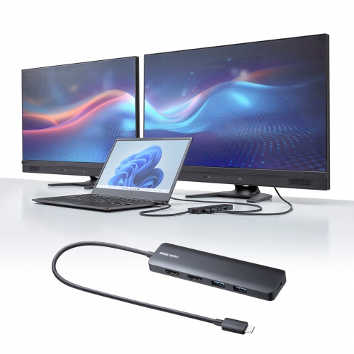hbLOXe[V Type-C ڑ 5 in 1 HDMI2 2ʏo 4K/60HzΉ PD100W X RpNgUSB A 2 P[u30cm USB-5TCHHPS22BK