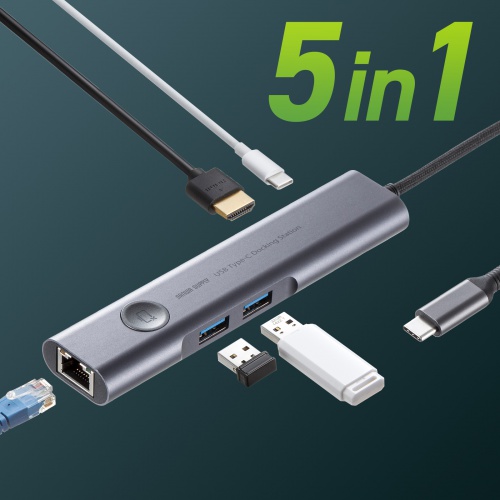 hbLOXe[V USB Type-C ON/OFFXCb`t HDMI 4K/60Hz USB PD100WΉ USB 5Gbps P[ǔ^ LANڑ ^ USB-5TCHLP16GM