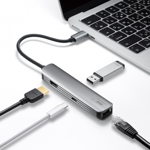 USB-C �n�u �X���� HDMI�f���o�� USB A�~1 USB-C�~1 LAN PD100W�Ή� ���M�\�� 15cm