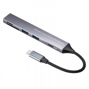 USBnu USB-Cڑ 5-in-1 ^ X J[h[_[t USB 5Gbps Type-C PD100W P[u10cm USB-A~2