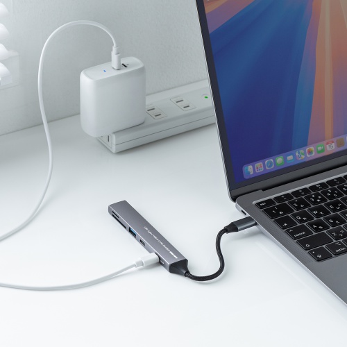 USB�n�u USB-C�ڑ� 5-in-1 ���^ �X���� �J�[�h���[�_�[�t�� USB 5Gbps Type-C PD100W �P�[�u��10cm USB-A/USB-C�~1
