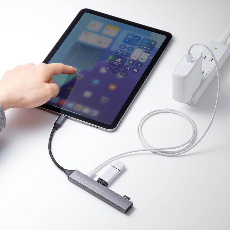 USB�n�u USB-C�ڑ� 5-in-1 ���^ �X���� �J�[�h���[�_�[�t�� USB 5Gbps Type-C PD100W �P�[�u��10cm USB-A/USB-C�~1