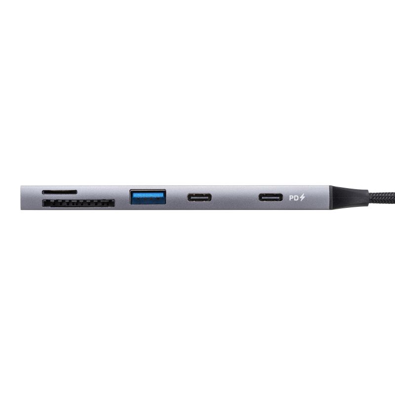 USB�n�u USB-C�ڑ� 5-in-1 ���^ �X���� �J�[�h���[�_�[�t�� USB 5Gbps Type-C PD100W �P�[�u��10cm USB-A/USB-C�~1