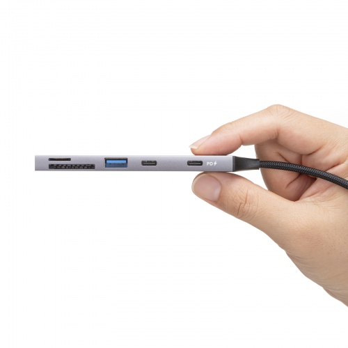 USB�n�u USB-C�ڑ� 5-in-1 ���^ �X���� �J�[�h���[�_�[�t�� USB 5Gbps Type-C PD100W �P�[�u��10cm USB-A/USB-C�~1