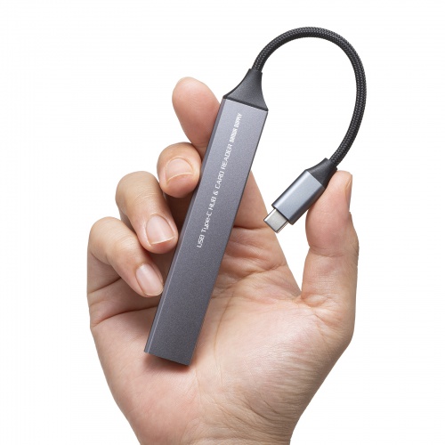 USB�n�u USB-C�ڑ� 5-in-1 ���^ �X���� �J�[�h���[�_�[�t�� USB 5Gbps Type-C PD100W �P�[�u��10cm USB-A/USB-C�~1