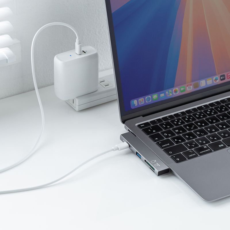 USB�n�u USB-C�ڑ� 4-in-1 ���}�� ���^ �X���� �J�[�h���[�_�[�t�� USB 5Gbps Type-C USB-A PD100W �R���p�N�g