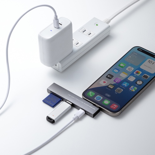 USB�n�u USB-C�ڑ� 4-in-1 ���}�� ���^ �X���� �J�[�h���[�_�[�t�� USB 5Gbps Type-C USB-A PD100W �R���p�N�g