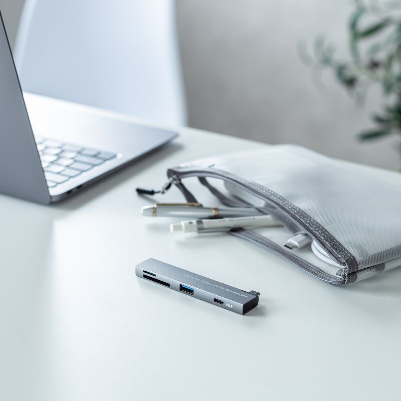 USB�n�u USB-C�ڑ� 4-in-1 ���}�� ���^ �X���� �J�[�h���[�_�[�t�� USB 5Gbps Type-C USB-A PD100W �R���p�N�g