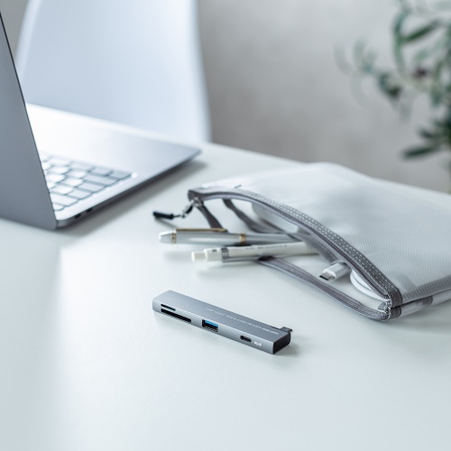 USB�n�u USB-C�ڑ� 4-in-1 ���}�� ���^ �X���� �J�[�h���[�_�[�t�� USB 5Gbps Type-C USB-A PD100W �R���p�N�g