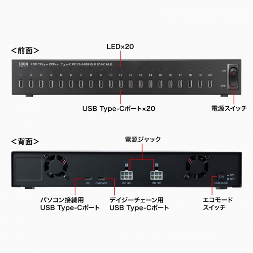 Type-C 20�|�[�g�n�u USB 5Gbps iPad�E�^�u���b�g 10�䓯���[�d/���� �Z���t�p���[ USB PD 27W �f�C�W�[�`�F�[���\ �w�Z�E�@�l����