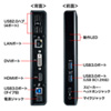 USB3.0 ドッキングステーション スタンドタイプ QWXGA(2048×1152)対応 11in1 HDMI DVI USB3.0×2 USB2.0×4 LAN 音声出力 マイク入力