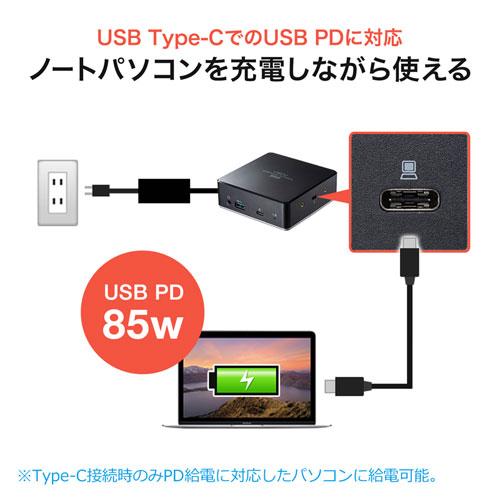 Type-C/USB3.0 hbLOXe[V VESA}Eg^Cv PD/85WΉ QWXGAΉ 8in1 HDMI~2 USB3.0~3 LAN o }CN USB-CVDK5