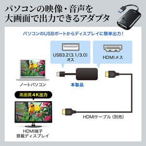PCハード　USB-HDMIディスプレイアダプタ[USB-CVU3HD1] Amazon.co.jp: サンワサプライ USB3.1-HDMIディスプレイアダプタ