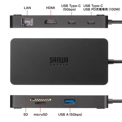 hbLOXe[V USB-Cڑ HDMI 8K/30Hz USB PD100W J[h[_[ LLAN P[u50cm oChbLOXe[V USB-DKM5BK