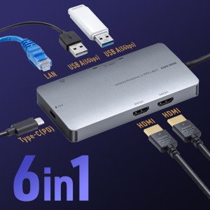 USB-DKM2BK【USB Type-C ドッキングステーション】VGA、HDMI