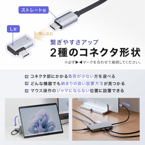 サンワサプライ/USB Type-C ドッキングステーション USB-DKM8S