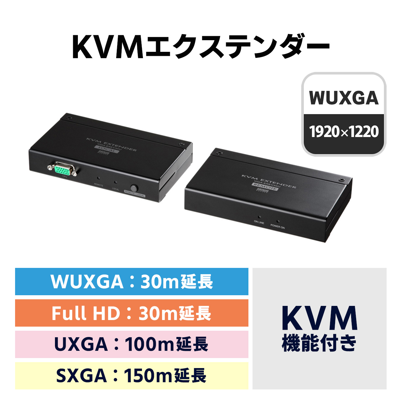KVMエクステンダー（USB用・セットモデル）｜サンプル無料貸出対応 VGA-EXKVMU |サンワダイレクト