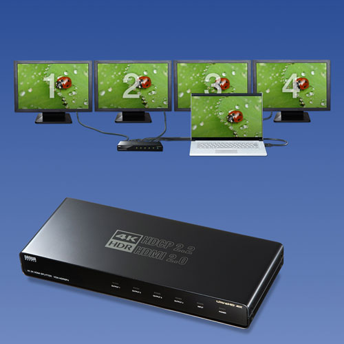HDMI分配器 1入力 4出力 4K/60Hz HDR 対応 HDMIスプリッター｜サンプル