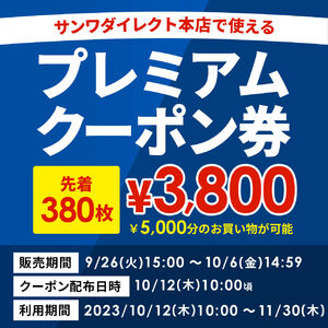 【限定380枚】【お一人様1枚】創業祭プレミアムクーポン【クーポン番号は10/12（木）10時ごろマイページに掲載】【返品不可】【本クーポン単体でご注文下さい】  ZTT-COUPON