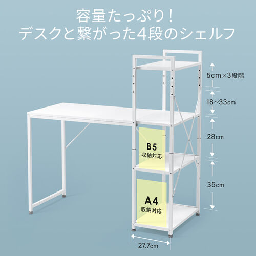 棚付きデスク シェルフデスク パソコンデスク 収納ラック 幅