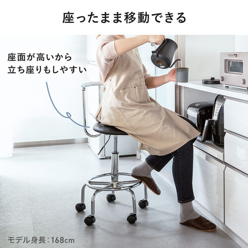 NEWキャスター付 座面回転式チェアー ナチュラル PVC座面 HTR-08NA NEWキャスター付 座面回転式チェアー ナチュラル PVC座面 HTR-08NA