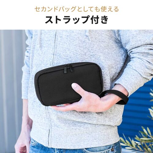 ブラック ストライプポーチ 小型 ストライプ】ブラック 1～3泊用｜ストライプ コレクション