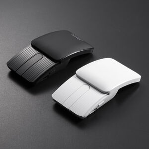 スライドカバーを閉じることで小さくなる静音Bluetoothマウスをブラックとホワイトの2色展開で発売