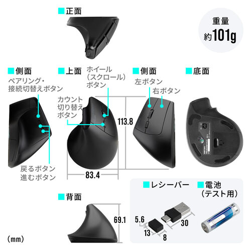 CX}EX Bluetooth 2.4GHz Ή }`yAO 3ڑ  GSm~NX USB A Type-C V[o[ 5{^ ߂ i É dr